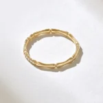 Pave Natural Diamond Bone Ring | 18K Solid Gold Bamboo Ring | Unique Knuckle Ring - Image 7