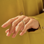 密鑲天然鑽石配對聯盟 | 編織小麥平頂結婚戒指女士