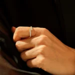 Pave Natural Diamond Bypass Wedding Band, Solid Gold Stackable Ring for Women - Image 3