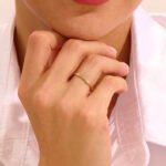 18k Gold Rhombus Wedding Band: Slim Natural Diamond Stacking Ring, Dainty Alliance Ring - Image 3