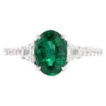 14K Solid Gold 2.20 Carat Natural Emerald and Diamond Ring