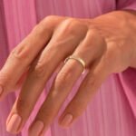 14k金簡約天然鑽石結婚戒指：簡約舒適型戒指