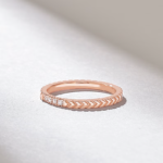 Pave Natural Diamond Arrow Engraved Ring | 14k Solid Gold Wedding Ring for Women - Image 5