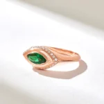 14K Solid Gold Emerald Evil Eye Ring - Image 6