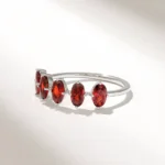 14K Solid Gold 5 Stone Oval Garnet Ring - Image 6