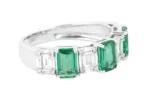 14K Solid Gold 2.7 Carat Emerald and Diamond Eternity Band - Image 2