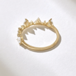 Natural Diamond Crown Stackable Ring: Unique 14k Solid Gold Bridal Ring for Women - Image 7