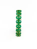 18K Solid Gold Emerald Eternity Band Ring - Image 2