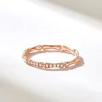Pave Natural Diamond Bone Ring | 18K Solid Gold Bamboo Ring | Unique Knuckle Ring - Image 6