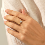 Natural Diamond Star Ring: 18K Solid Gold Celestial Statement Jewelry for Women - Image 3