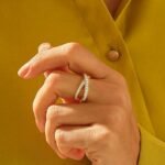 Ascending Pave Natural Diamond Crossover Ring Unique X Design, Solid Gold Statement Ring - Image 3