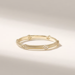 18k Gold Rhombus Wedding Band: Slim Natural Diamond Stacking Ring, Dainty Alliance Ring - Image 7