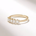 Natural Diamond Baguette Wedding Ring: 18K Solid Gold Band for Women, Marriage Ring - Image 6