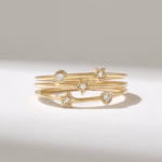 Natural Diamond Stars Ring | 14k Solid Gold Multi Strand Ring | Dainty Celestial Ring - Image 2