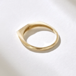 14k Gold Natural Diamond Rhombus Star Pinky Ring: Celestial Slim Signet Band for Women - Image 7