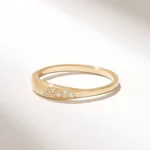 14K Solid Gold Natural Diamond Tiny Pave Signet Ring - Image 4