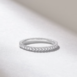 Pave Natural Diamond Arrow Engraved Ring | 14k Solid Gold Wedding Ring for Women - Image 6