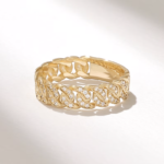Natural Diamond Bold Cuban Links Wedding Band | 14k Solid Gold Matching Chain Ring - Image 4