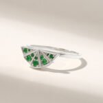 14K Solid Gold Pave Emerald Boho Ring - Image 4