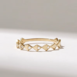 Natural Diamond Wedding Ring: 18K Solid Gold Geometric Band for Women - Image 2