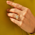 Pear Natural Diamond Oval Signet Rings in Solid Gold, Teardrop Shaped Natural Diamond Ring - Image 7