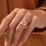 Bezel Natural Diamond Split Marquise Ring | Unique Initial Finger Ring For Women