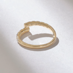 14k Solid Gold Ascending Natural Diamond Bypass Composition Ring, Stackable Pave Wedding - Image 7