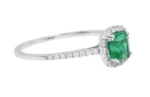14K Solid Gold 0.79 Carat Natural Emerald and Diamond Halo Cluster Ring - Image 2