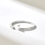 Baguette Natural Diamond Open Wedding Band | 18K Solid Gold Gap Stacking Ring For Women - Image 5