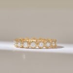 Pave Natural Diamond Eternity Ball Ring | 18K Solid Gold Wedding Band | Stackable Ring - Image 2