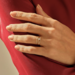 14k Solid Gold Wave Rows Natural Diamond Ring: Minimalist Statement Band - Image 3