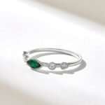 14K Solid Gold Bezel Green Gemstone Ring - Image 6