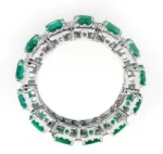 18K Solid Gold Natural Emerald Diamond Eternity Band - Image 4