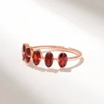 14K Solid Gold 5 Stone Oval Garnet Ring - Image 5