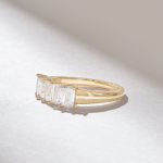 Emerald Cut Natural Diamond Wedding Ring: Dainty 5 Stone Band for Women - Image 5