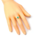 14K Solid Gold 0.79 Carat Natural Emerald and Diamond Halo Cluster Ring - Image 4