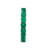 18K Solid Gold Natural Emerald and Diamond Eternity Band Ring - Image 2