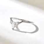 Natural Diamond Crown Stacking Ring: 14k Solid Gold Curved Wedding Ring for Women - Image 5