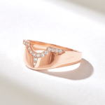 Natural Diamond Tiara Nesting Band: 18K Solid Gold Wide Cigar Ring Guard for Women - Image 5