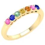 18K Solid Gold Rainbow Sapphire Band - Image 2