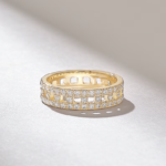 18k Open Squares Pave Wedding Band: Iced Out Diamond Full Eternity Matching Band - Image 5