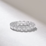 Pave Natural Diamond Eternity Ball Ring | 18K Solid Gold Wedding Band | Stackable Ring - Image 6