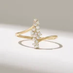 Unique Cluster Ring |18K Solid Gold Natural Diamond Statement Ring| Bypass Stacking Ring - Image 2