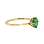 18K Solid Gold Round Shape Natural Emerald Solitaire Ring in Four-Prong - Image 2