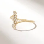 Unique Cluster Ring |18K Solid Gold Natural Diamond Statement Ring| Bypass Stacking Ring - Image 4