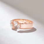 Open Natuarl Diamond Wedding Band: Solid Gold Cuff Ring with Pear and Marquise Natuarl Diamonds - Image 4