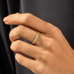 Natural Diamond Pave Chain Ring: 18K Solid Gold Slim Cuban Link Eternity Ring for Women - Image 3