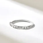 Round Alternating Natural Diamond Ring | 1.30MM Slim Marriage Ring | Tiny Natural Diamond Ring - Image 5