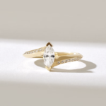 Tension Set Solitaire Natural Diamond Ring | 14k Solid Gold Marquise Engagement Ring - Image 2