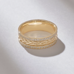 Pave Natural Diamond Matching Alliance | Braided Wheat Flat Top Marriage Band Women - Image 7